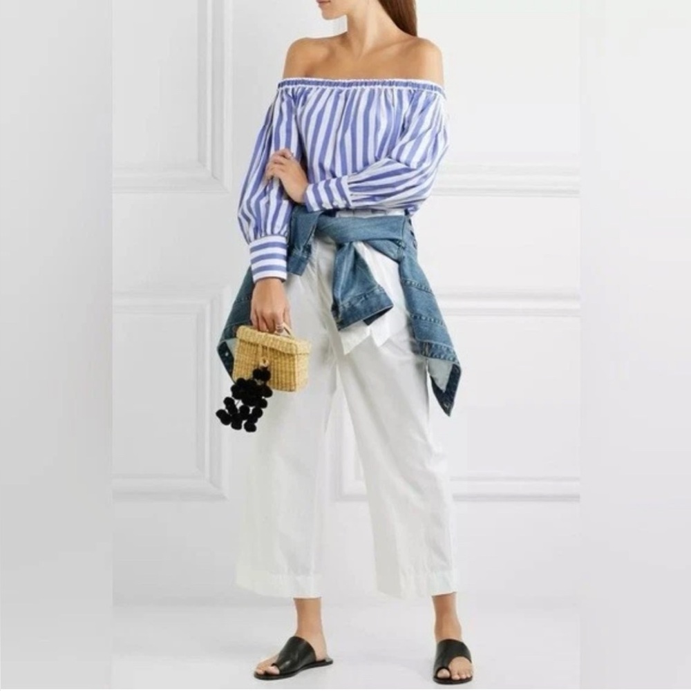 Thomas Mason for J. Crew Striped Off Shoulder Top Coastal Preppy Quiet Luxury